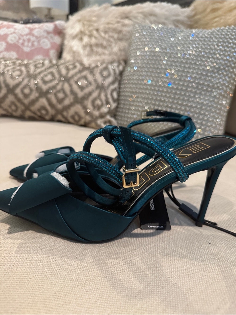 Express Teal Stiletto Slingback Heels